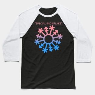 Gender "Special Snowflake" - Pink-over-Blue Baseball T-Shirt